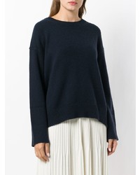 Pull à col rond bleu marine Sminfinity