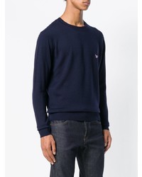 Pull à col rond bleu marine MAISON KITSUNÉ