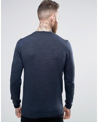 Pull à col rond bleu marine Asos