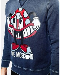 Pull à col rond bleu marine Love Moschino