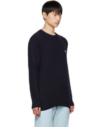 Pull à col rond bleu marine MAISON KITSUNÉ