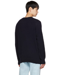 Pull à col rond bleu marine MAISON KITSUNÉ