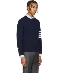 Pull à col rond bleu marine Thom Browne