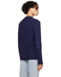 Pull à col rond bleu marine Marni