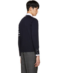 Pull à col rond bleu marine Thom Browne