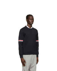 Pull à col rond bleu marine Thom Browne