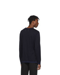 Pull à col rond bleu marine Maison Margiela