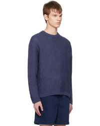 Pull à col rond bleu marine Solid Homme