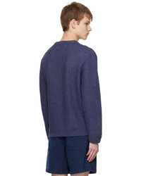 Pull à col rond bleu marine Solid Homme