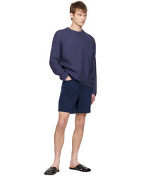 Pull à col rond bleu marine Solid Homme