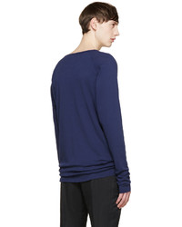 Pull à col rond bleu marine Haider Ackermann