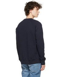 Pull à col rond bleu marine MAISON KITSUNÉ