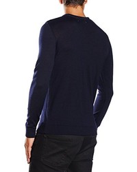 Pull à col rond bleu marine Paul James Knitwear