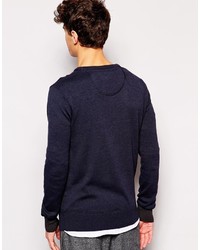 Pull à col rond bleu marine Ringspun