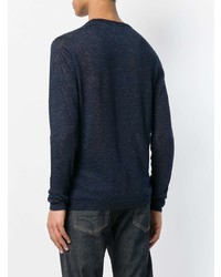 Pull à col rond bleu marine Woolrich