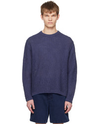 Pull à col rond bleu marine Solid Homme