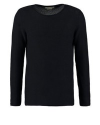 Pull à col rond bleu marine Solid