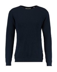Pull à col rond bleu marine Solid
