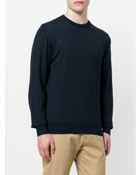 Pull à col rond bleu marine Salvatore Ferragamo