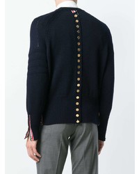 Pull à col rond bleu marine Thom Browne