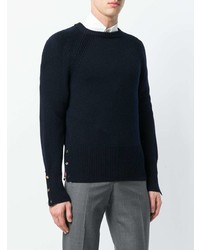 Pull à col rond bleu marine Thom Browne