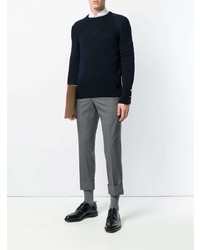 Pull à col rond bleu marine Thom Browne