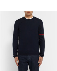 Pull à col rond bleu marine Gucci