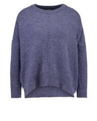 Pull à col rond bleu Topshop