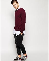 Pull à col rond bordeaux Asos