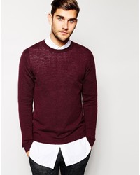 Pull à col rond bordeaux Asos