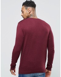 Pull à col rond bordeaux Asos