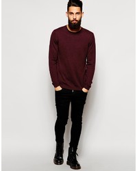 Pull à col rond bordeaux Asos