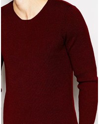 Pull à col rond bordeaux Asos