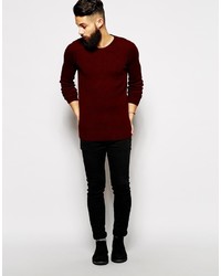 Pull à col rond bordeaux Asos