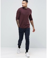 Pull à col rond bordeaux Asos