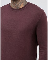 Pull à col rond bordeaux Asos