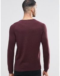 Pull à col rond bordeaux Pull&Bear