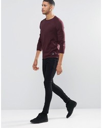 Pull à col rond bordeaux Pull&Bear