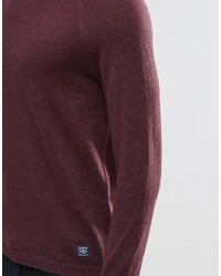 Pull à col rond bordeaux Pull&Bear