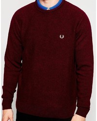 Pull à col rond bordeaux Fred Perry