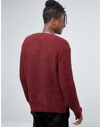 Pull à col rond bordeaux Asos