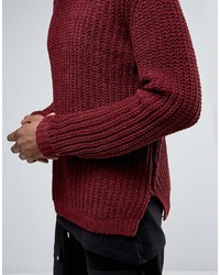 Pull à col rond bordeaux Asos