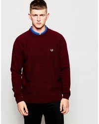 Pull à col rond bordeaux Fred Perry