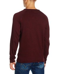 Pull à col rond bordeaux Jack & Jones