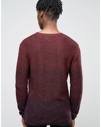 Pull à col rond bordeaux Jack and Jones