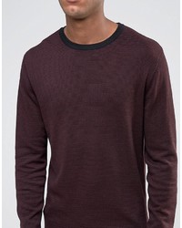 Pull à col rond bordeaux Jack and Jones