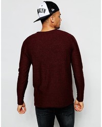 Pull à col rond bordeaux Jack and Jones