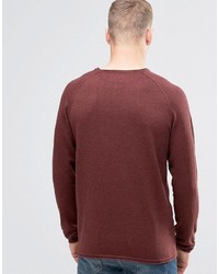 Pull à col rond bordeaux Jack and Jones