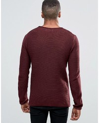 Pull à col rond bordeaux Solid