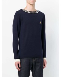 Pull à col rond brodé bleu marine Gucci